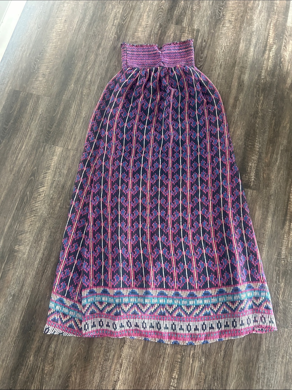 love, Fire Purple & Pink Patterned Smocked Maxi Dress